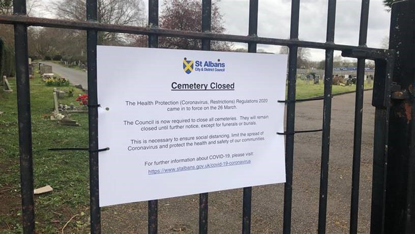 Cemeteries shut during Covid 19 emergency St Albans City and